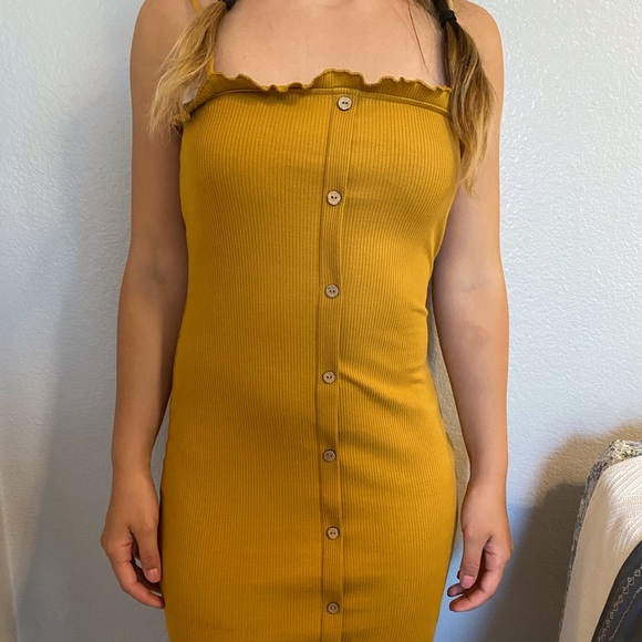 mustard yellow bodycon dress